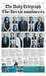 Front page of Telegraph 15th November 2017 - The Brexit Mutineers