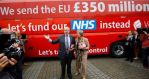 Boris Johnson in front of the bus promising £350M a week for the NHS